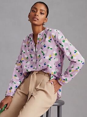 Clare V St Martin Floral Popover Top Size XL